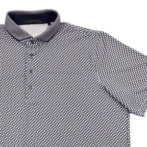Greyson Ponderous Wolf Short Sleeve Polo Shirt Navy White XL Performance AOP